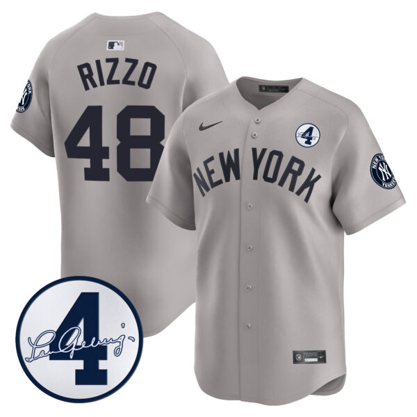 Men's New York Yankees Lou Gehrig Patch Vapor Premier Limited Jersey - All Stitched - Image 35