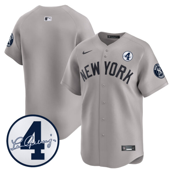 Men's New York Yankees Lou Gehrig Patch Vapor Premier Limited Jersey - All Stitched - Image 36