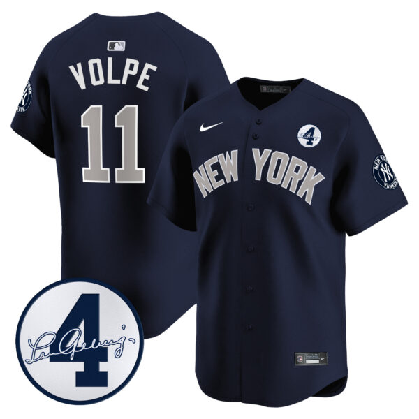 Men's New York Yankees Lou Gehrig Patch Vapor Premier Limited Jersey - All Stitched - Image 39