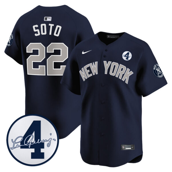 Men's New York Yankees Lou Gehrig Patch Vapor Premier Limited Jersey - All Stitched - Image 43
