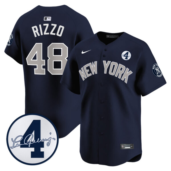Men's New York Yankees Lou Gehrig Patch Vapor Premier Limited Jersey - All Stitched - Image 44