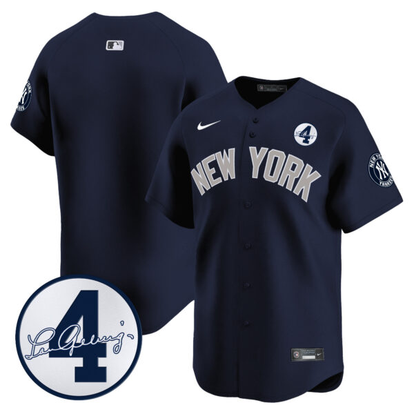 Men's New York Yankees Lou Gehrig Patch Vapor Premier Limited Jersey - All Stitched - Image 45