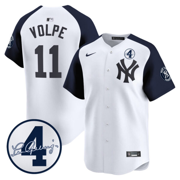 Men's New York Yankees Lou Gehrig Patch Vapor Premier Limited Jersey - All Stitched - Image 48