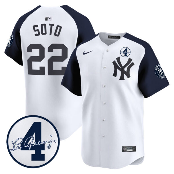 Men's New York Yankees Lou Gehrig Patch Vapor Premier Limited Jersey - All Stitched - Image 52