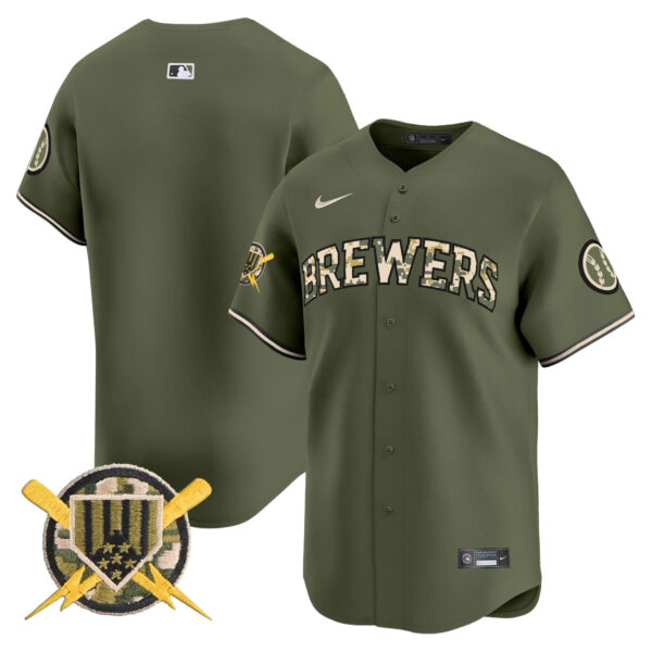 Men's Milwaukee Brewers Armed Forces Day Vapor Premier Limited Jersey - All Stitched - Image 7