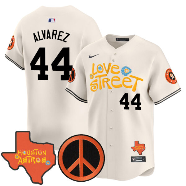 Men's Astros Love Street & Peace Sign Patch Vapor Premier Limited Jersey V3 - All Stitched - Image 32