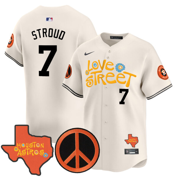 Men's Astros Love Street & Peace Sign Patch Vapor Premier Limited Jersey V3 - All Stitched - Image 35