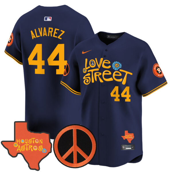 Men's Astros Love Street & Peace Sign Patch Vapor Premier Limited Jersey V3 - All Stitched - Image 41