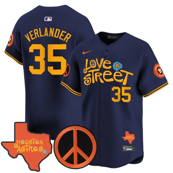 Men's Astros Love Street & Peace Sign Patch Vapor Premier Limited Jersey V3 - All Stitched - Image 42