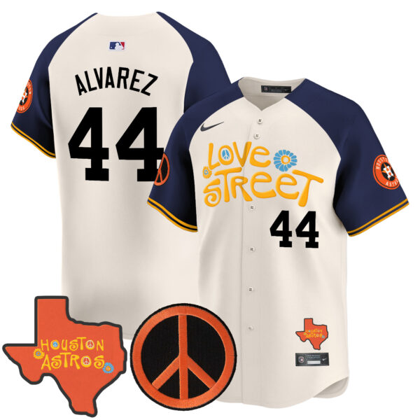 Men's Astros Love Street & Peace Sign Patch Vapor Premier Limited Jersey V3 - All Stitched - Image 50