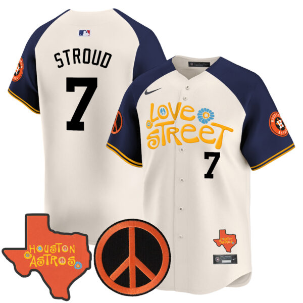 Men's Astros Love Street & Peace Sign Patch Vapor Premier Limited Jersey V3 - All Stitched - Image 53