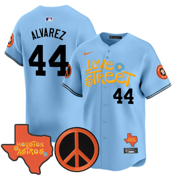 Men's Astros Love Street & Peace Sign Patch Vapor Premier Limited Jersey V3 - All Stitched - Image 5