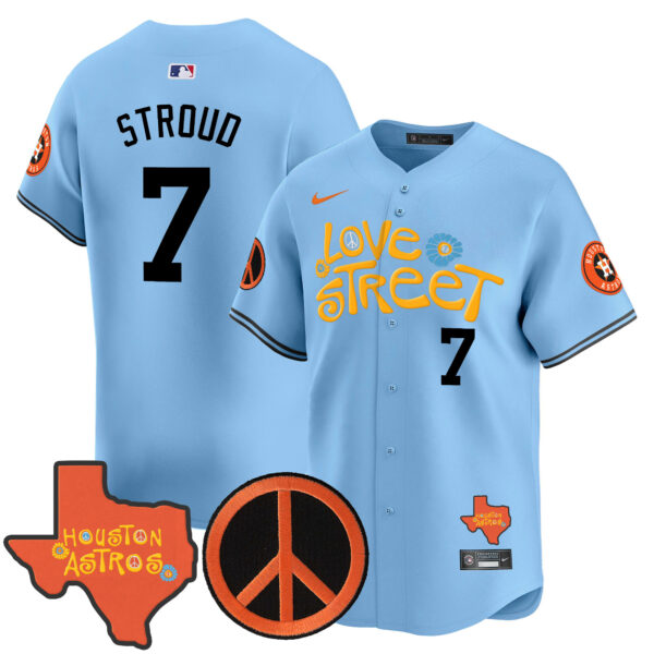 Men's Astros Love Street & Peace Sign Patch Vapor Premier Limited Jersey V3 - All Stitched - Image 8