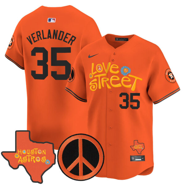 Men's Astros Love Street & Peace Sign Patch Vapor Premier Limited Jersey V3 - All Stitched - Image 15