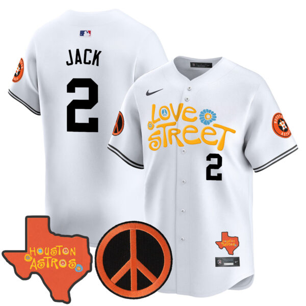 Men's Astros Love Street & Peace Sign Patch Vapor Premier Limited Jersey V3 - All Stitched - Image 20