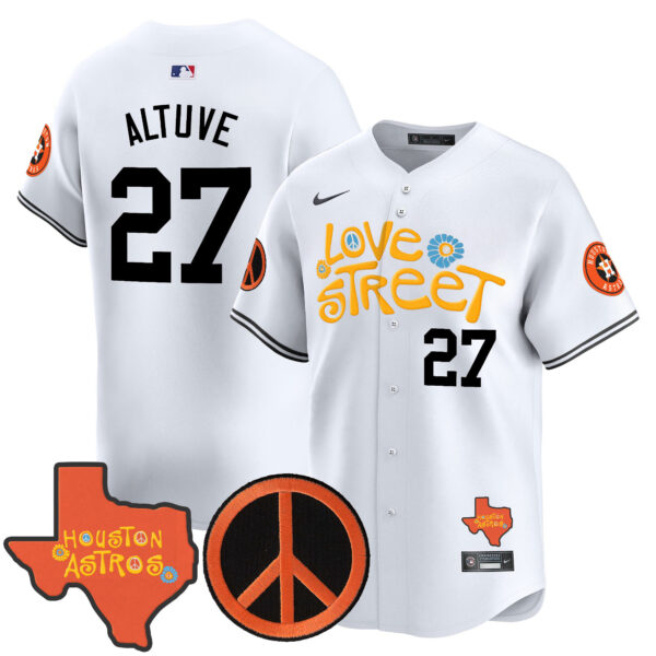 Men's Astros Love Street & Peace Sign Patch Vapor Premier Limited Jersey V3 - All Stitched - Image 22