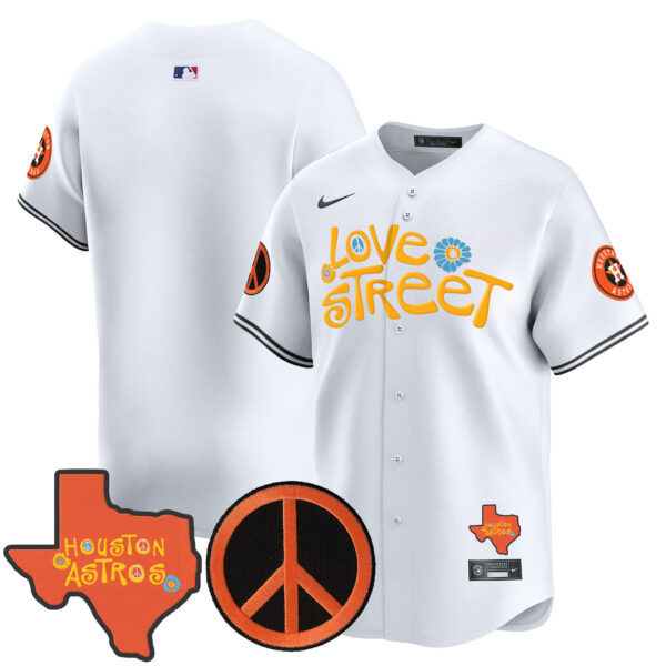 Men's Astros Love Street & Peace Sign Patch Vapor Premier Limited Jersey V3 - All Stitched - Image 27