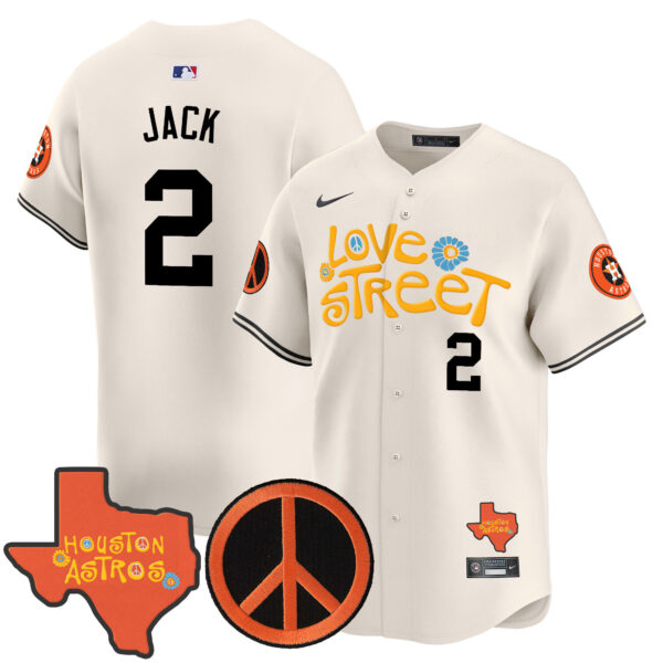 Men's Astros Love Street & Peace Sign Patch Vapor Premier Limited Jersey V3 - All Stitched - Image 29
