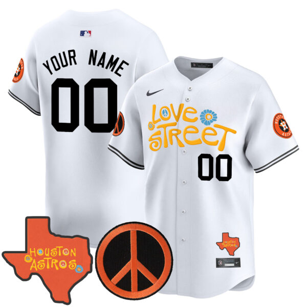 Astros Love Street & Peace Sign Patch Vapor Premier Limited Custom Jersey V3 - All Stitched - Image 3