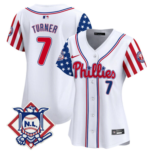 Women's Phillies 2024 Fourth of July Vapor Premier Limited Jersey V2 - All Stitched - Image 3