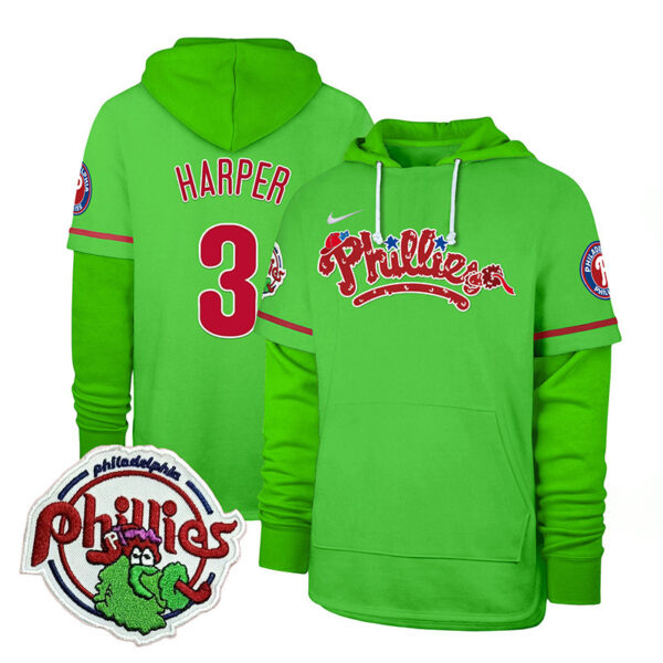 Men's Phillies Phanatic Patch Shortstop Pullover Hoodie V2 - All Stitched - Image 10