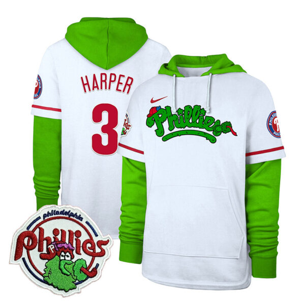 Men's Phillies Phanatic Patch Shortstop Pullover Hoodie V2 - All Stitched