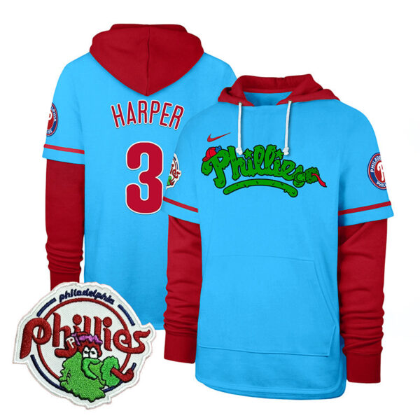 Men's Phillies Phanatic Patch Shortstop Pullover Hoodie - All Stitched - Image 37