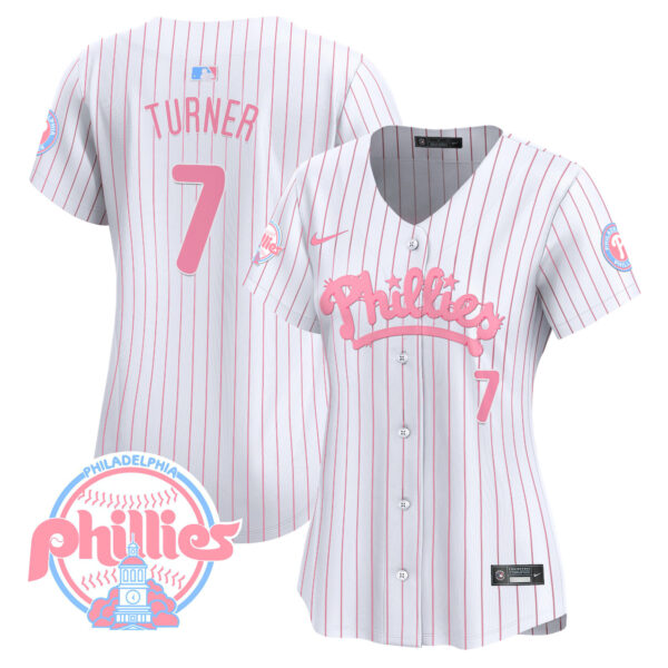 Women's Phillies Bubblegum Pink Vapor Premier Limited Jersey - All Stitched - Image 30