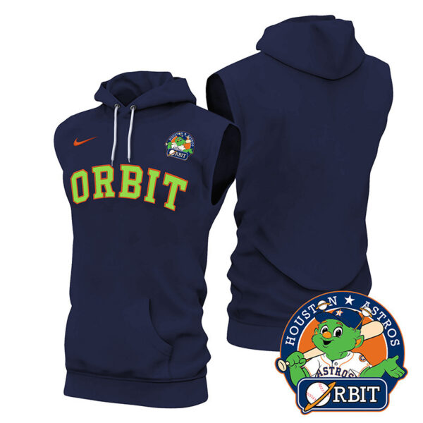 Men's Astros Orbit Patch Sleeveless Hoodie - All Stitched - Image 45