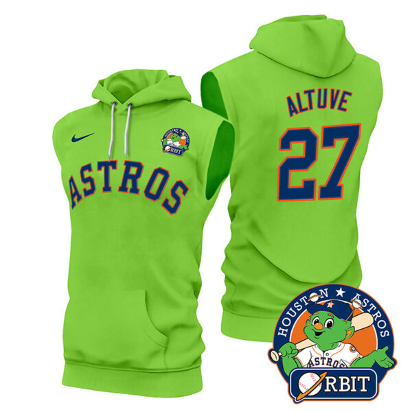 Men's Astros Orbit Patch Sleeveless Hoodie V2 - All Stitched