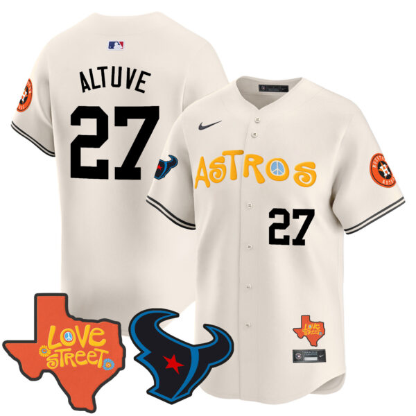 Men's Astros Love Street & Texans Patch Vapor Premier Limited Jersey - All Stitched - Image 32