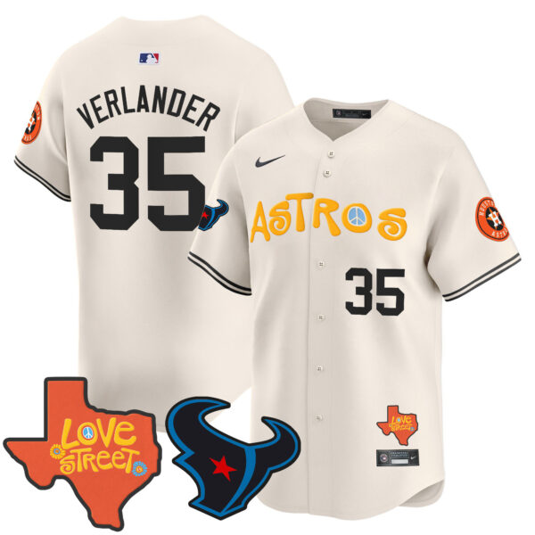 Men's Astros Love Street & Texans Patch Vapor Premier Limited Jersey - All Stitched - Image 34