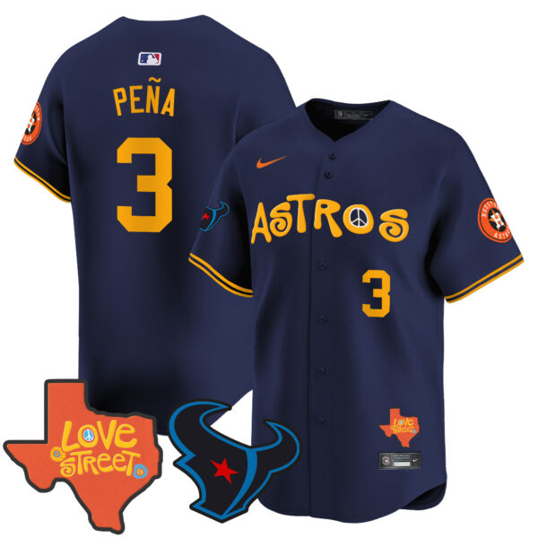 Men's Astros Love Street & Texans Patch Vapor Premier Limited Jersey - All Stitched - Image 38