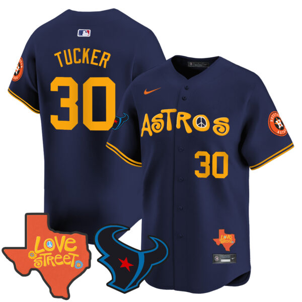 Men's Astros Love Street & Texans Patch Vapor Premier Limited Jersey - All Stitched - Image 44