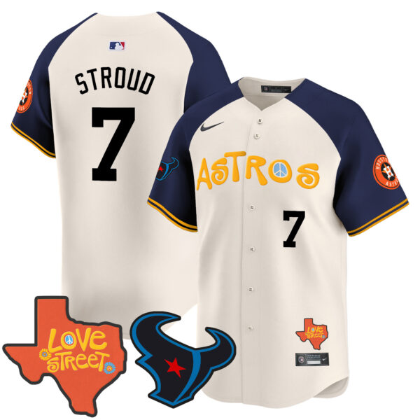 Men's Astros Love Street & Texans Patch Vapor Premier Limited Jersey - All Stitched - Image 46