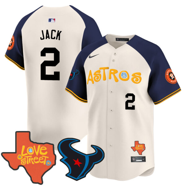 Men's Astros Love Street & Texans Patch Vapor Premier Limited Jersey - All Stitched - Image 48