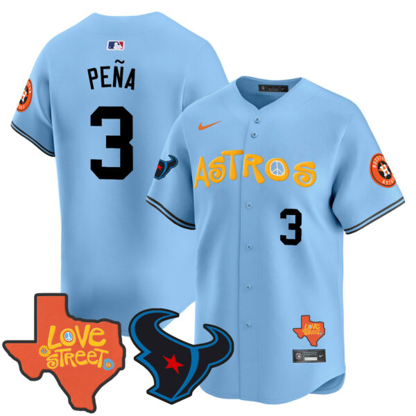 Men's Astros Love Street & Texans Patch Vapor Premier Limited Jersey - All Stitched - Image 2