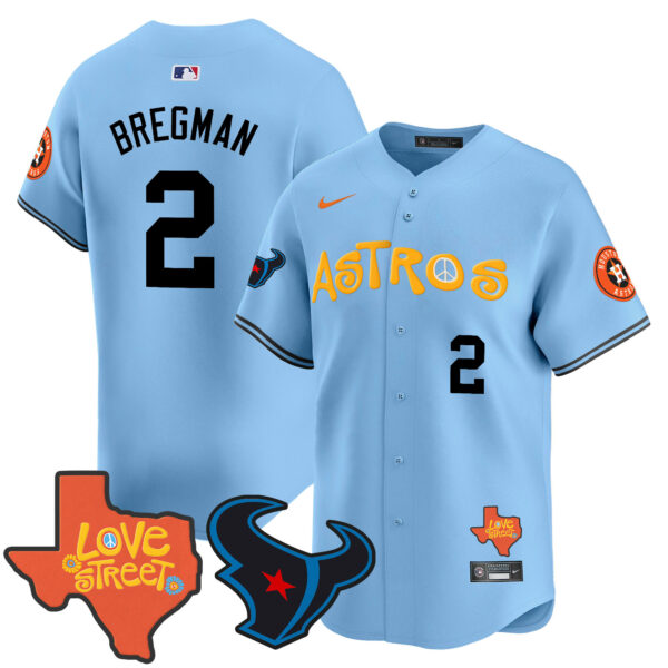 Men's Astros Love Street & Texans Patch Vapor Premier Limited Jersey - All Stitched - Image 4