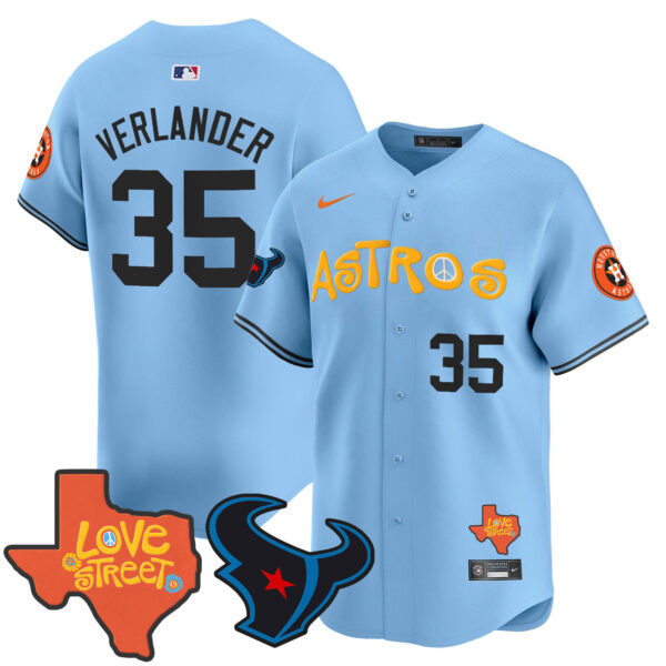 Men's Astros Love Street & Texans Patch Vapor Premier Limited Jersey - All Stitched - Image 7