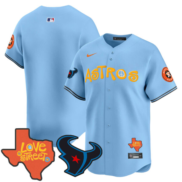 Men's Astros Love Street & Texans Patch Vapor Premier Limited Jersey - All Stitched - Image 9