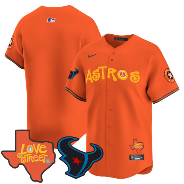 Men's Astros Love Street & Texans Patch Vapor Premier Limited Jersey - All Stitched - Image 18