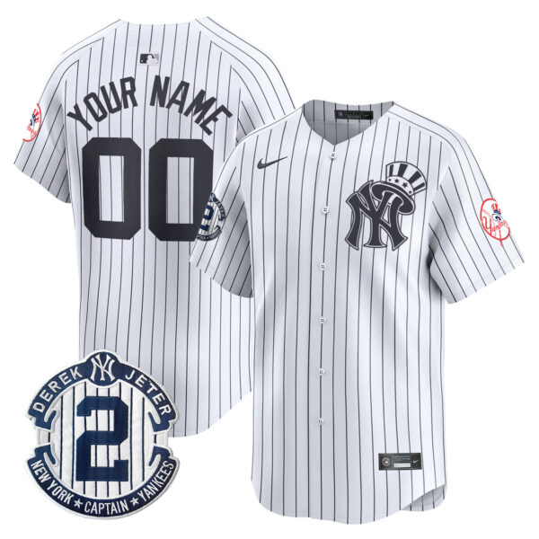 New York Yankees Derek Jeter Patch Vapor Premier Limited Custom Jersey V2 - All Stitched - Image 3