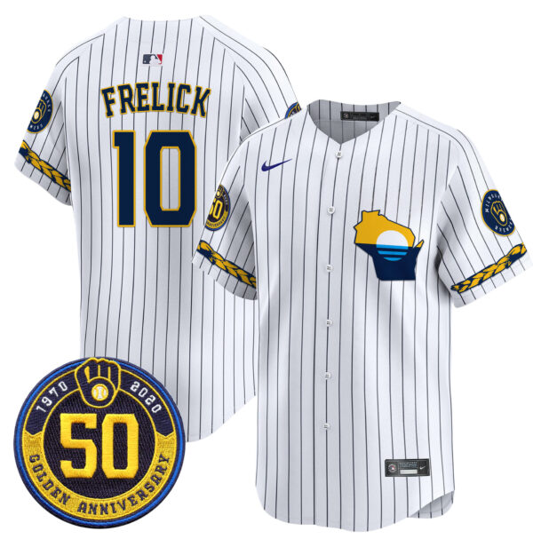 Men's Milwaukee Brewers Golden 50th Anniversary Patch Vapor Premier Limited Jersey - All Stitched - Image 19