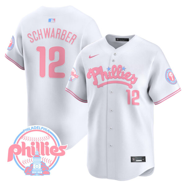Men's Phillies Bubblegum Pink Vapor Premier Limited Jersey - All Stitched - Image 8