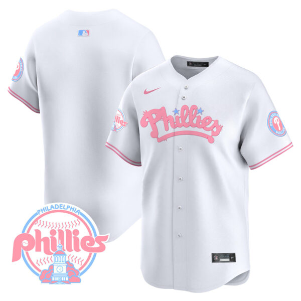 Men's Phillies Bubblegum Pink Vapor Premier Limited Jersey - All Stitched - Image 10