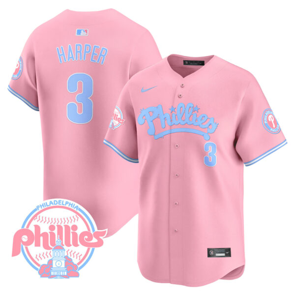 Men's Phillies Bubblegum Pink Vapor Premier Limited Jersey - All Stitched - Image 11