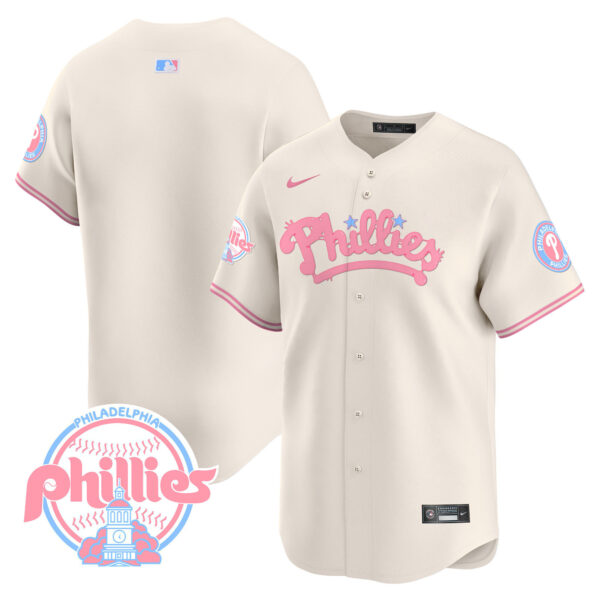 Men's Phillies Bubblegum Pink Vapor Premier Limited Jersey - All Stitched - Image 30