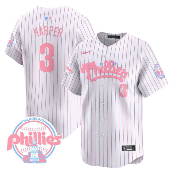 Men's Phillies Bubblegum Pink Vapor Premier Limited Jersey - All Stitched - Image 31