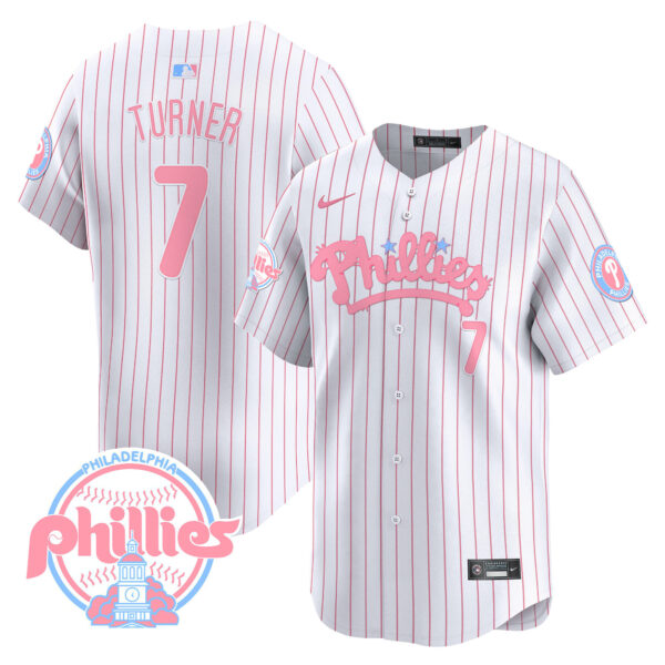 Men's Phillies Bubblegum Pink Vapor Premier Limited Jersey - All Stitched - Image 34