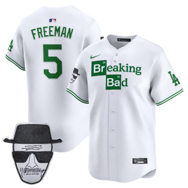 Men's Dodgers Breaking Bad Walter White Patch Vapor Premier Limited Jersey - All Stitched - Image 24